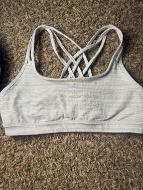 Athleta Light Gray Crisscross Back Sports Bra